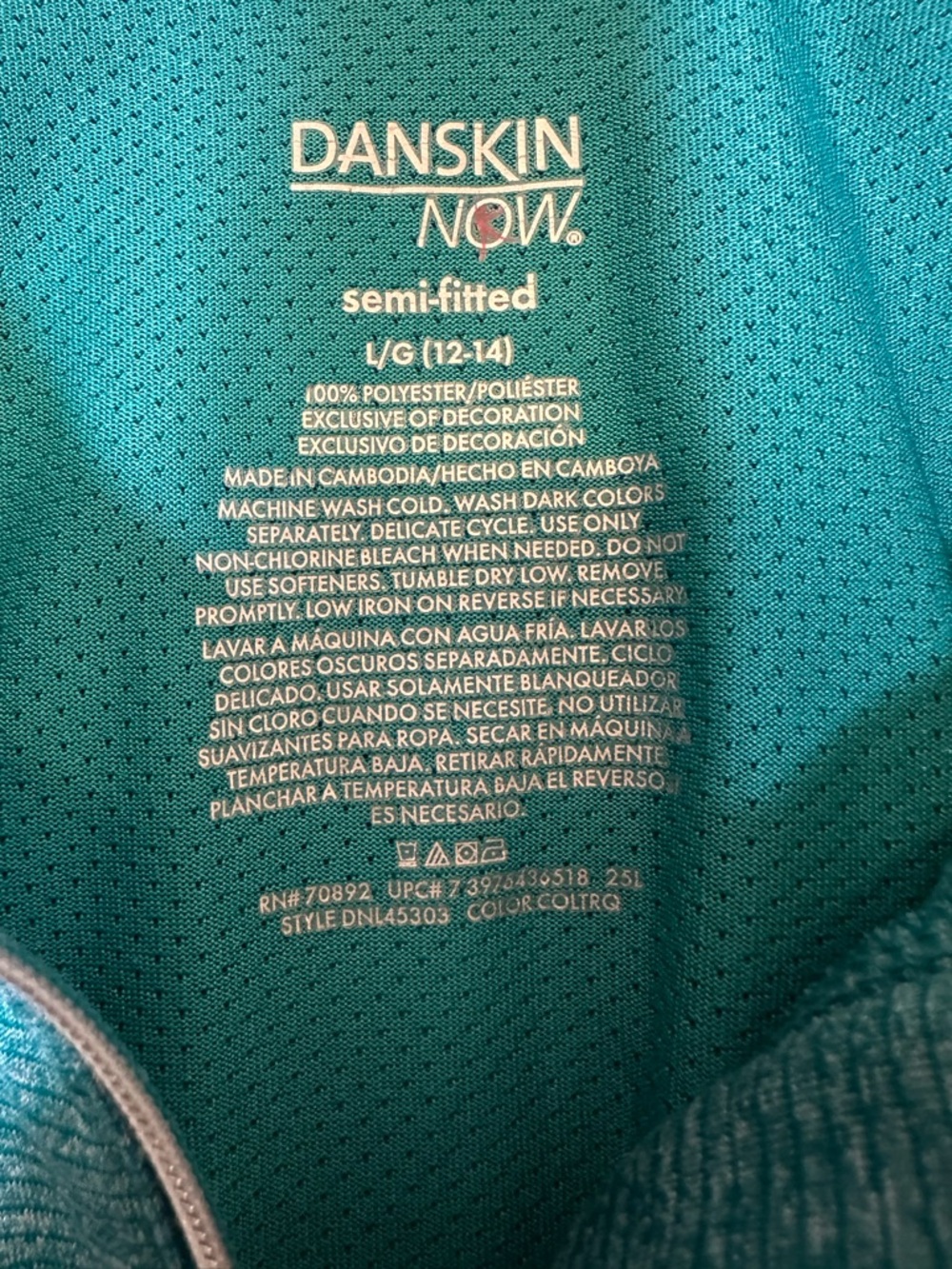 Danskin Now Womens Teal Crossover Back Athletic Top Lg Long Sleeve Yoga Workout - Picture 3 of 5